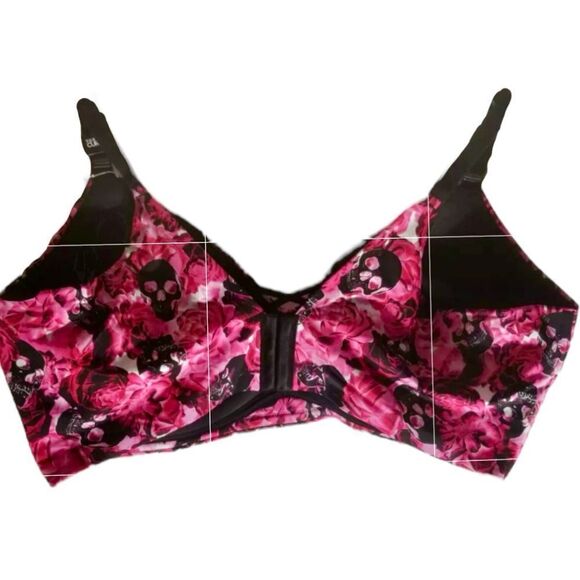 Torrid Pink Rose Skull Push-Up Wire-Free Microfiber 360° Back Smoothing Bra NWT - Picture 6 of 10
